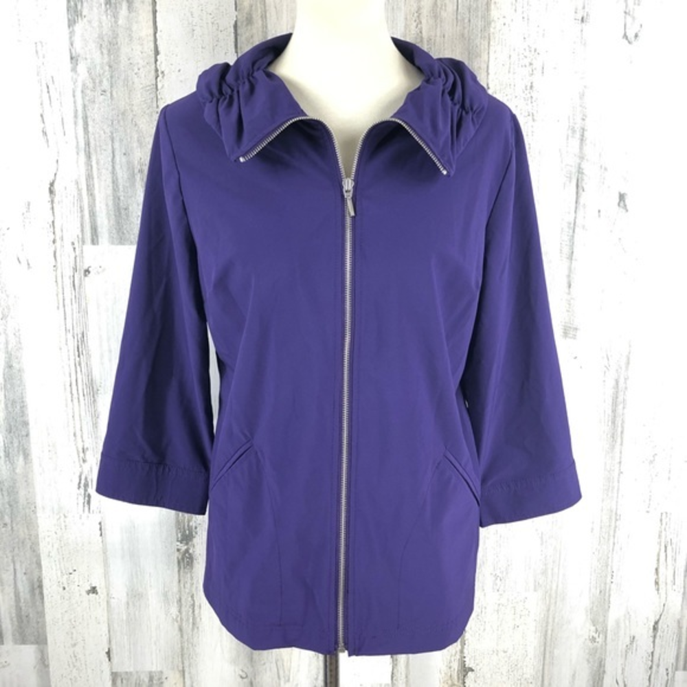 Chico’s Women's Purple Zip Up Cowl Neck Casual‎ Classic Jacket 1